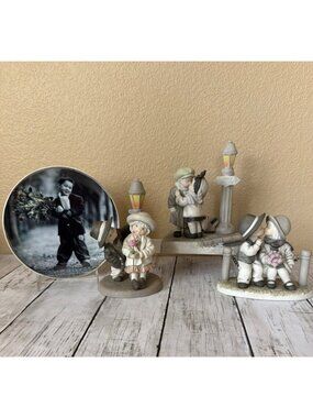 Enesco Pretty as a Picture Kim Anderson Lot of 3 Figurines + Plate No Box